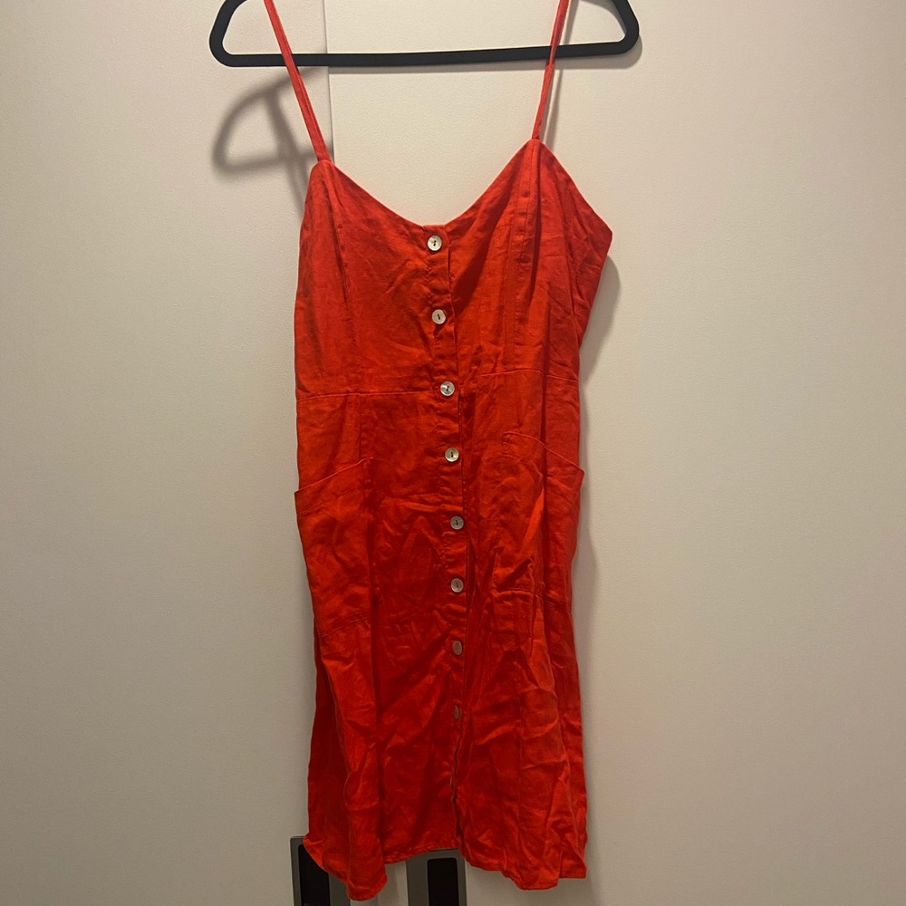 Cynthia Rowley red  100% linen dress